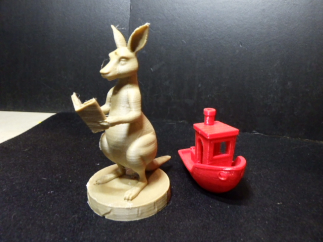 Kangaroo reading on a pedestal.