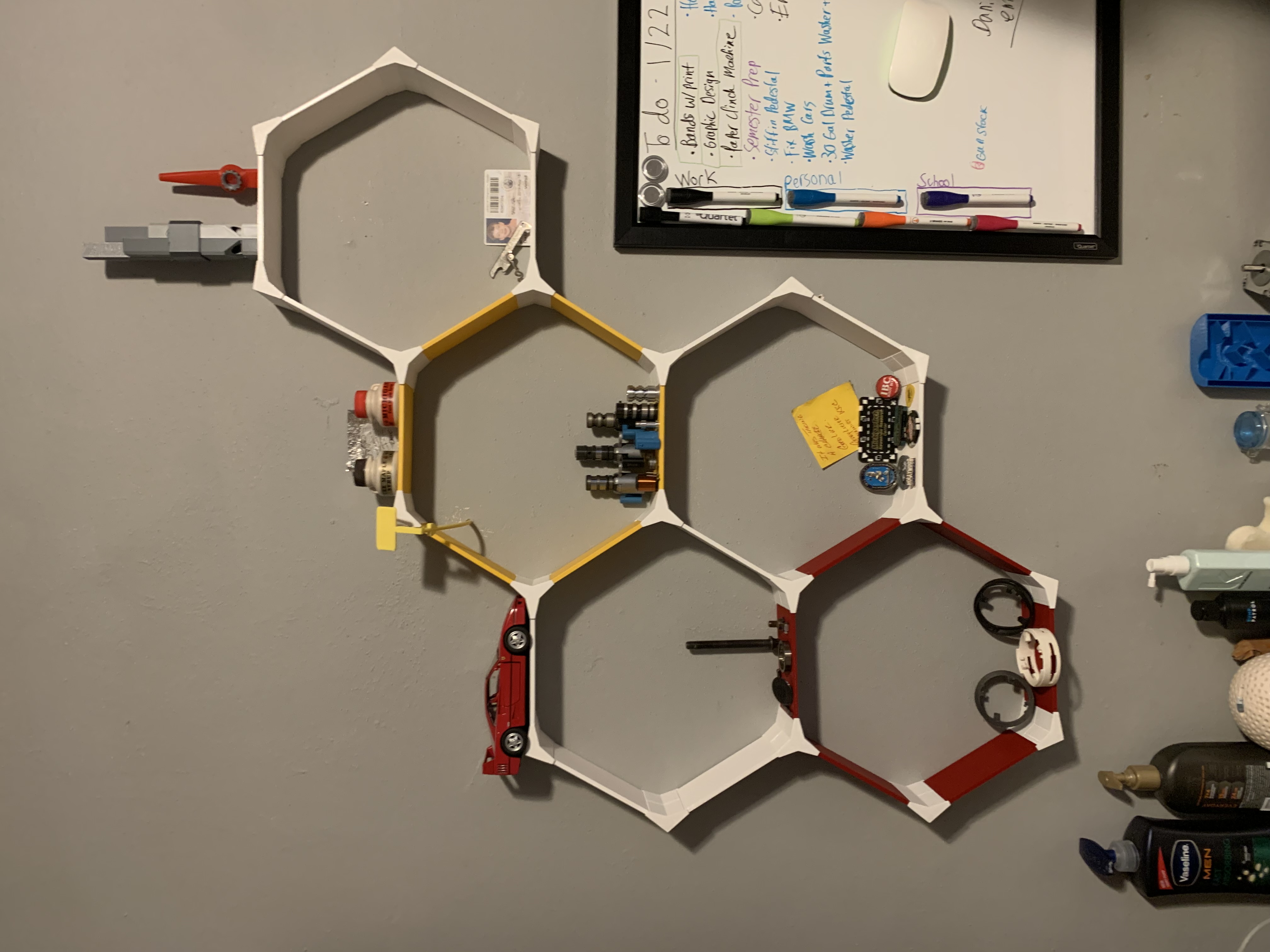 Strong fully 3D printed 10.25" hexagonal shelf system