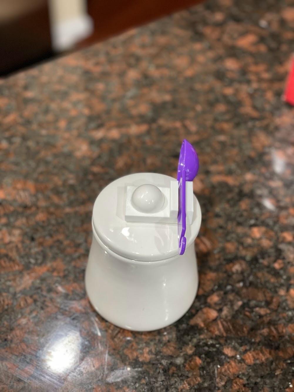 Spoon holder for ceramic canister