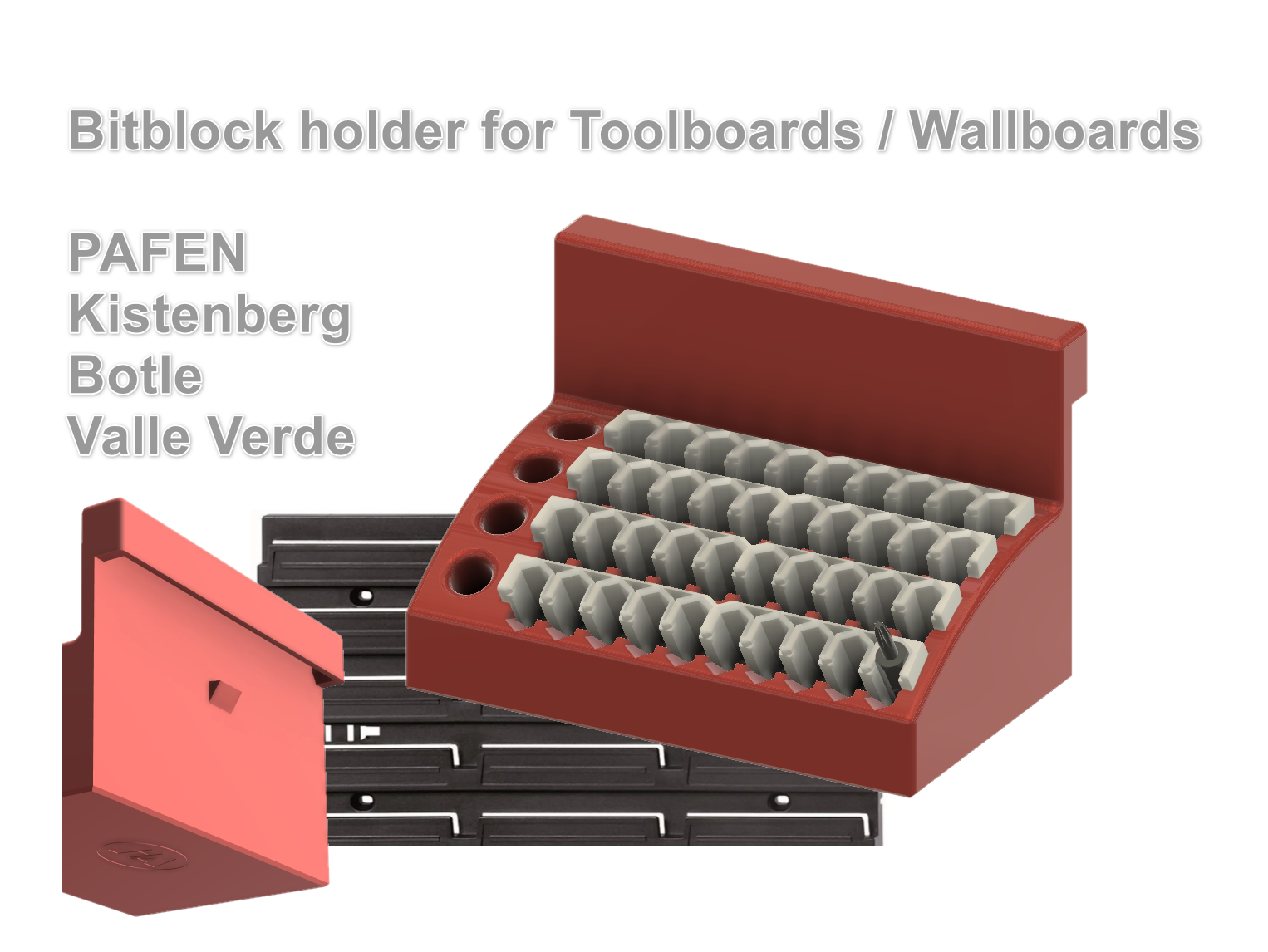 Bitblock holder for PAFEN / Kistenberg / Botle / Valle Verde Toolboards