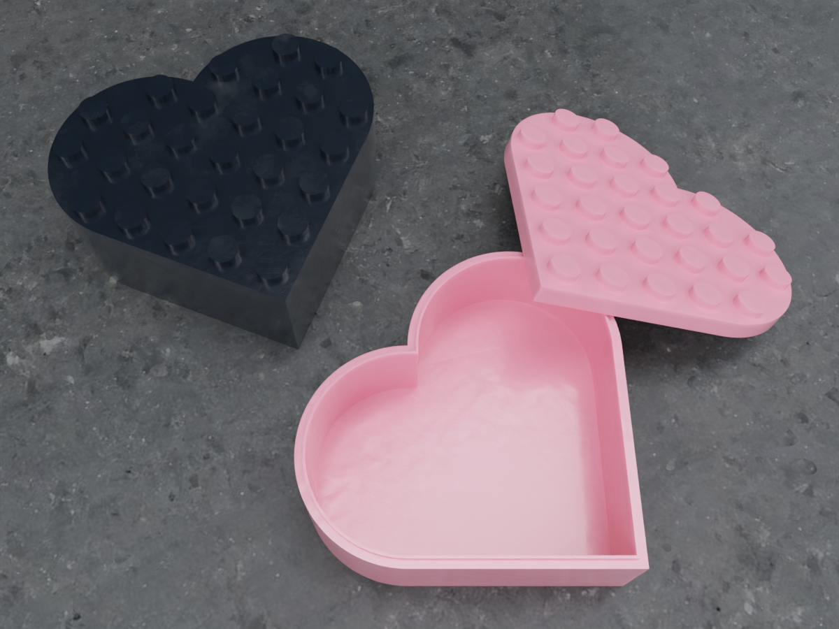 Miniatura 2 do modelo 3D Lego Heart Box Stackable