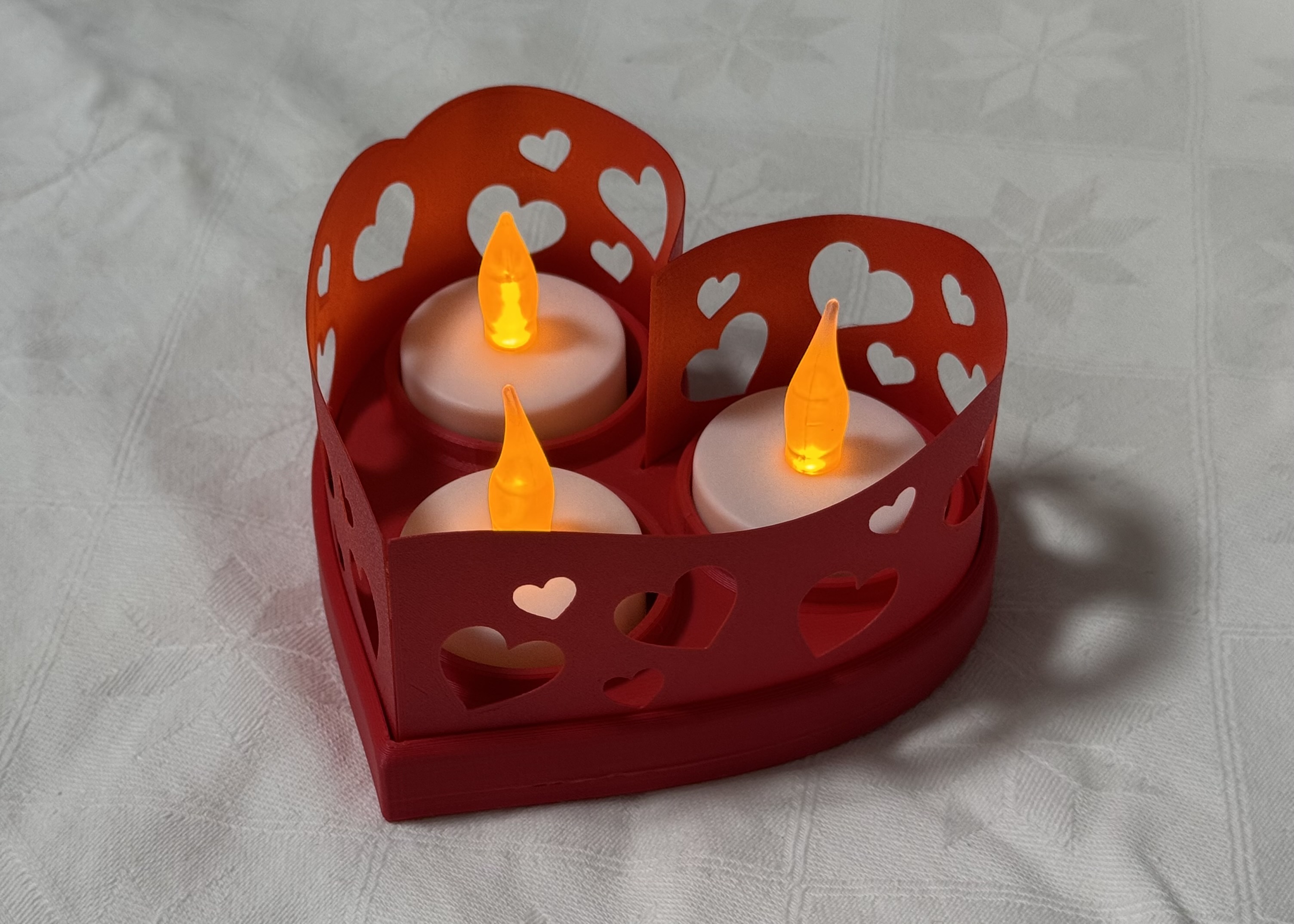 Heart Triple Tealight (LED) Holder - Customizable sheets