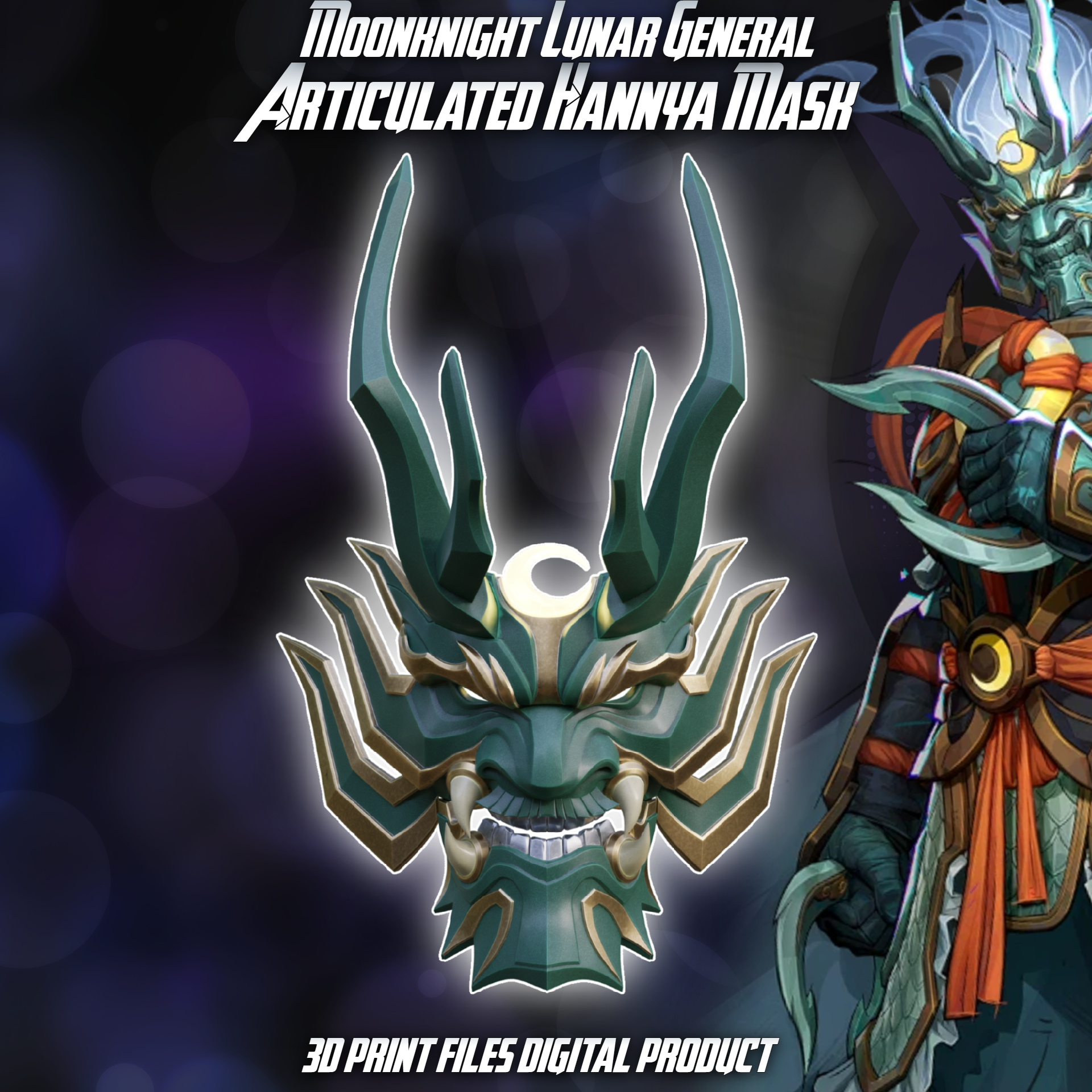 Moon Knight Lunar General Hannya Articulated Mask