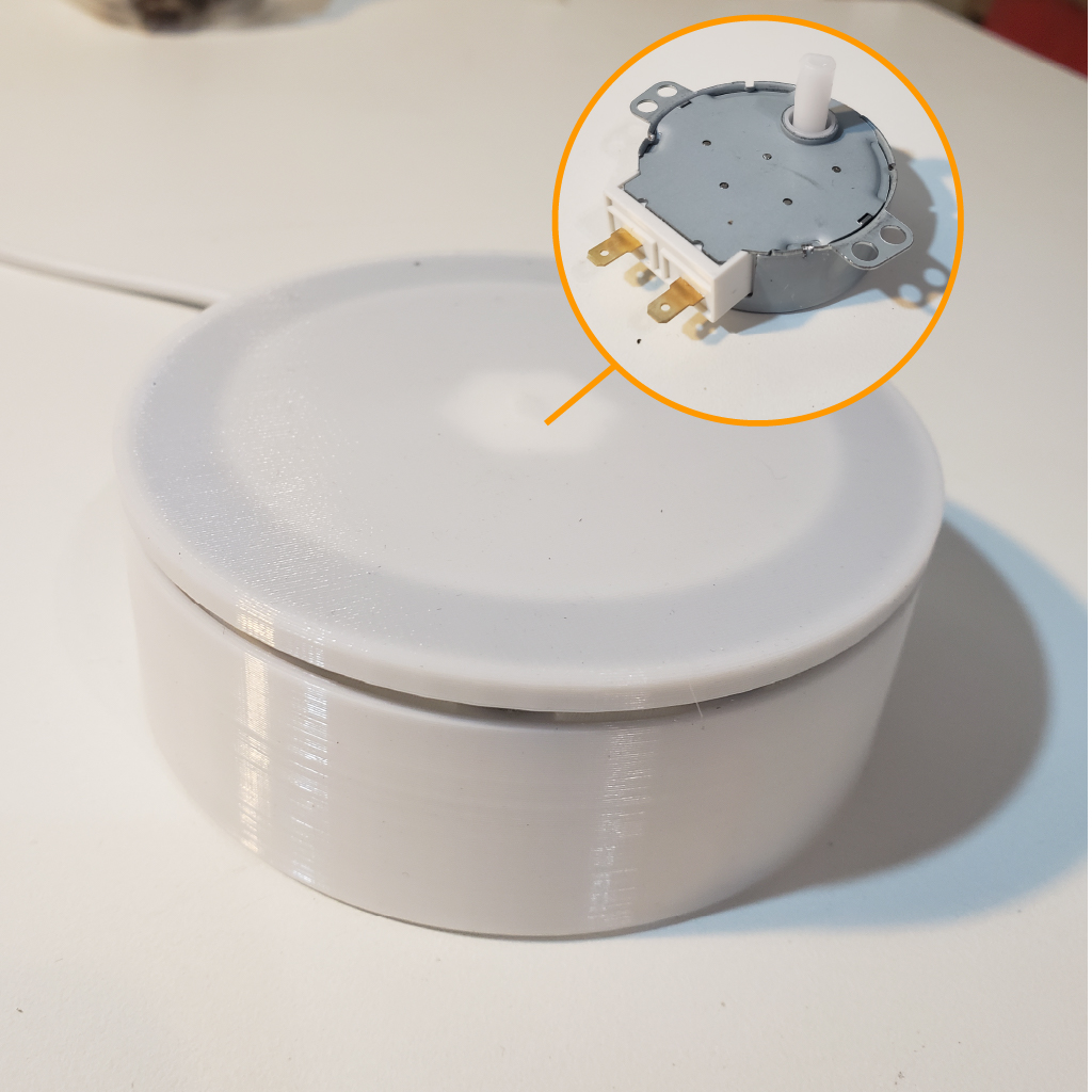 Motorized Rotating Display. Turning base on microwave motor