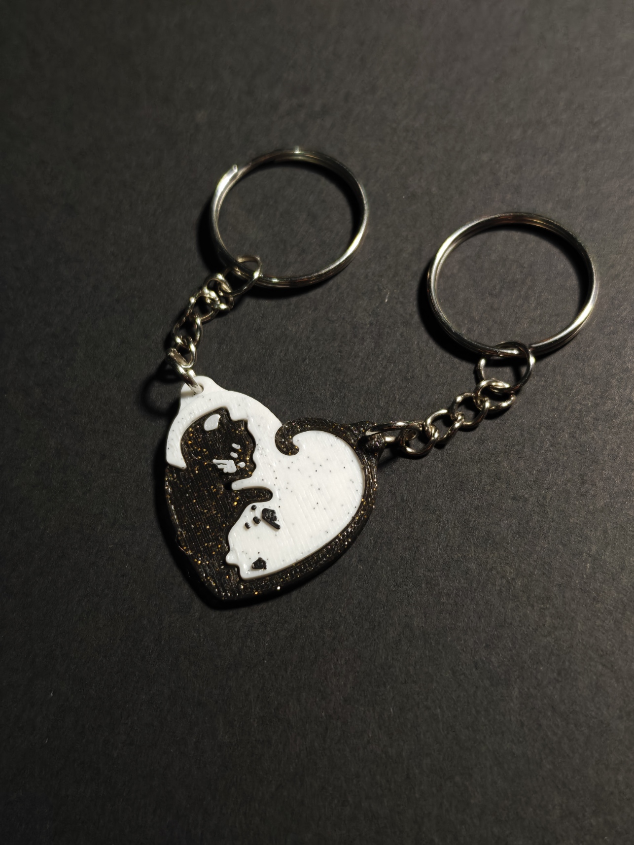 Couple matching cat keychain