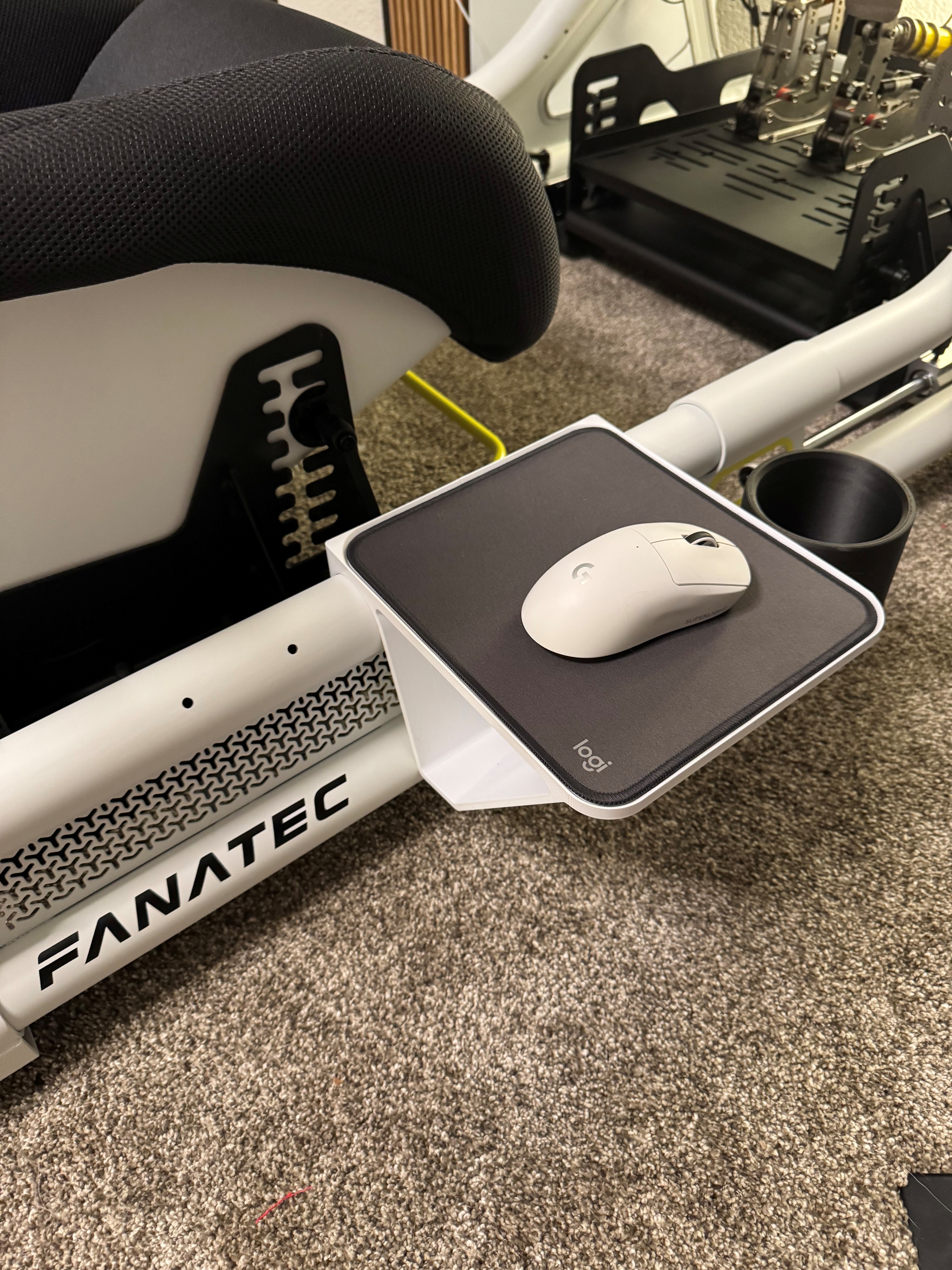 Mouse Platform for Fanatec Clubsport GT Cockpit-Larger With Rim, Mouse Pad, and Cupholder
