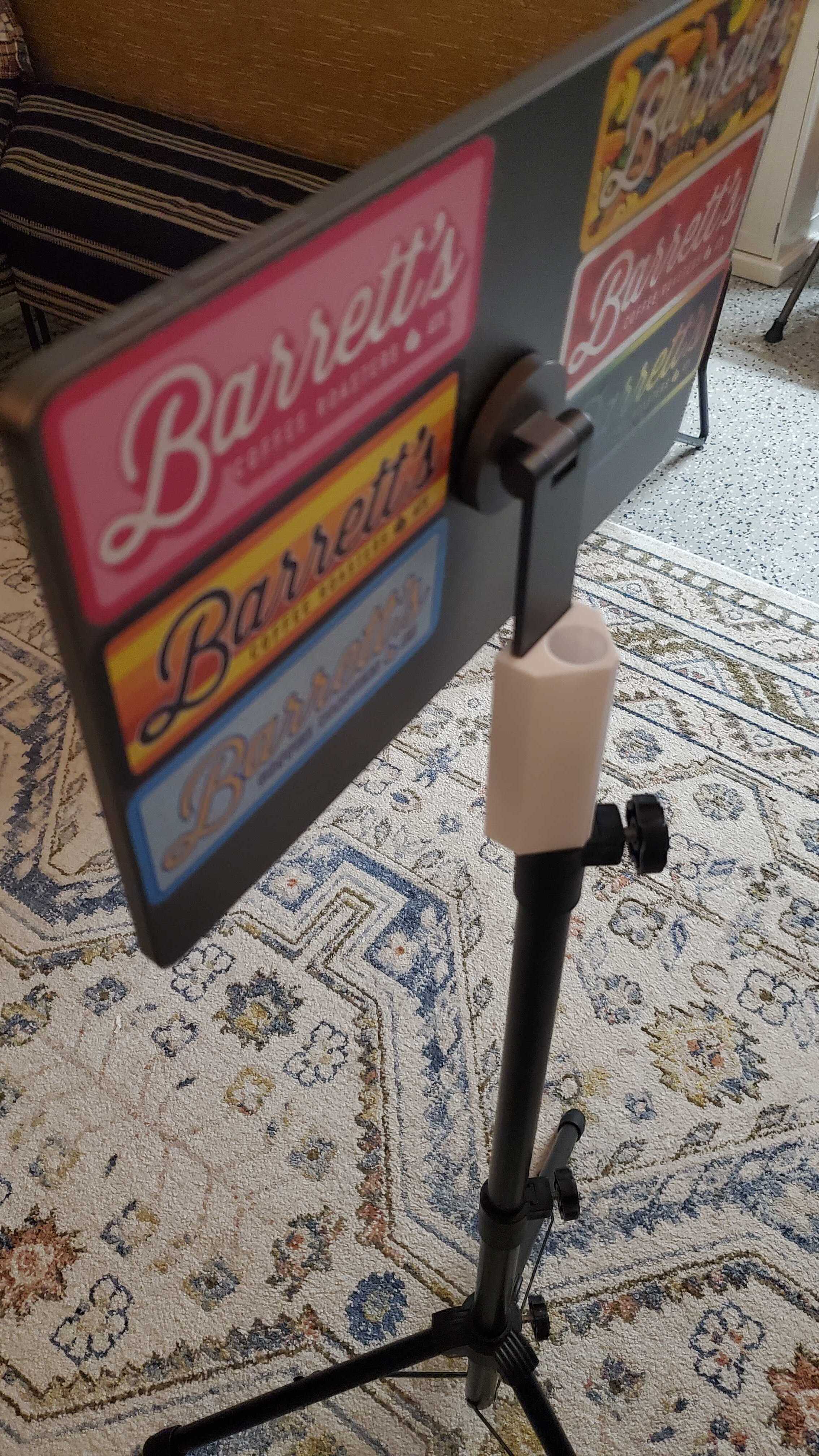 Portable monitor mount for sheet music stand