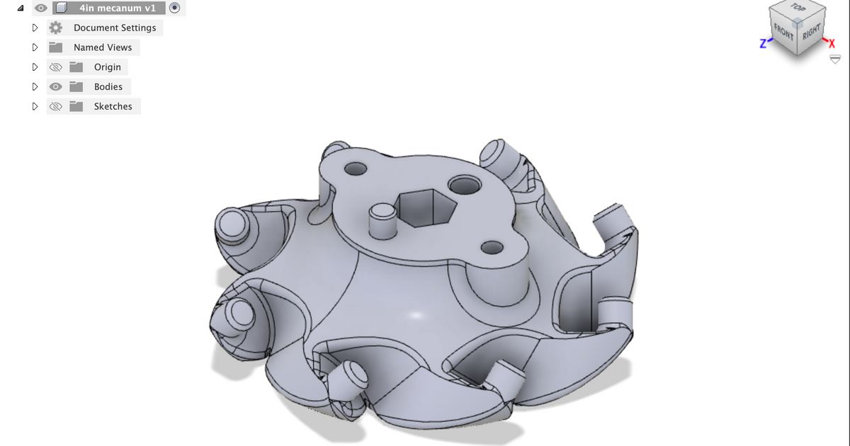 4in mecanum wheels, 1/2in hex axle by Tyler Harris Download free STL model