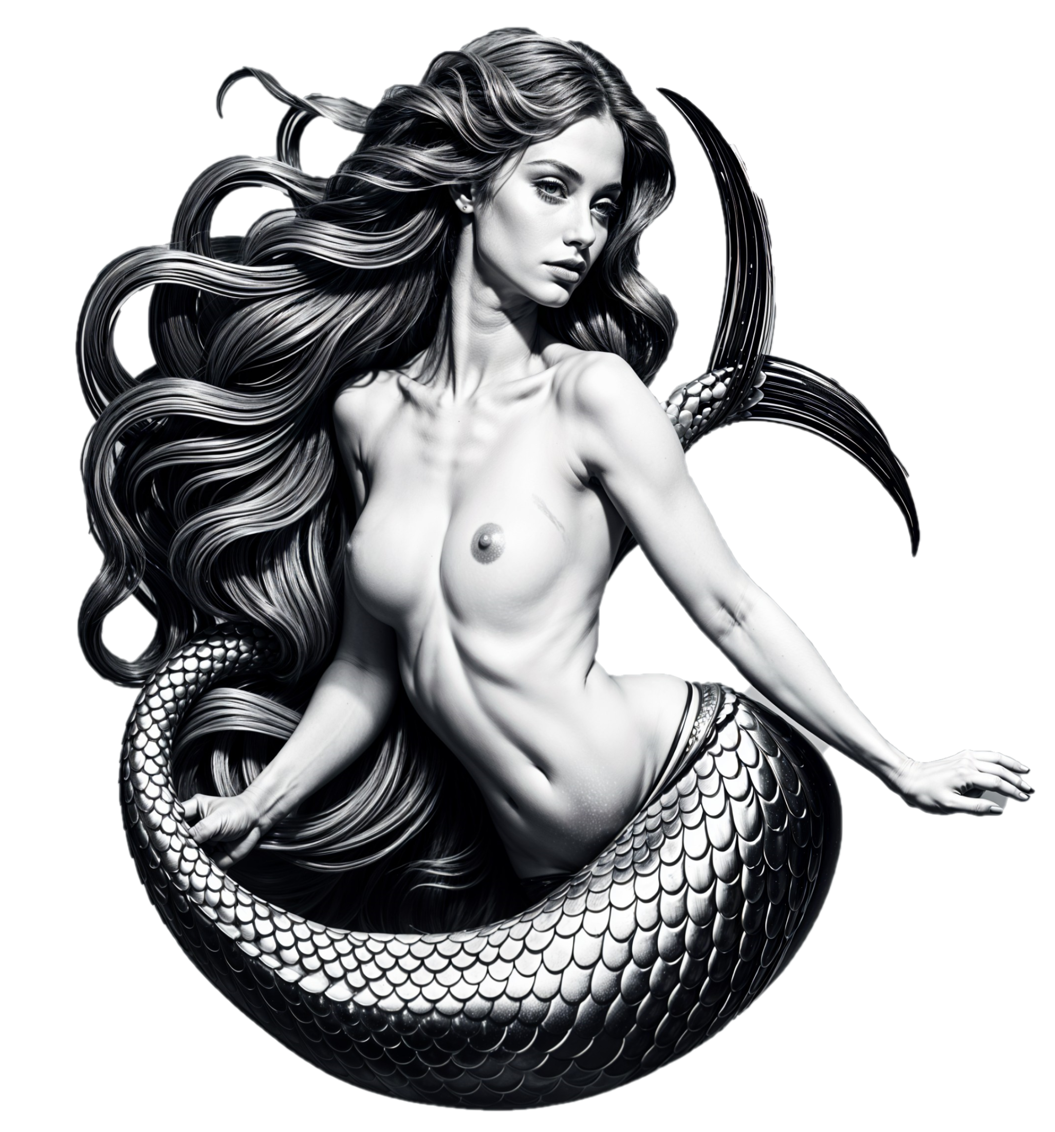 Naked Mermaid Hueforge