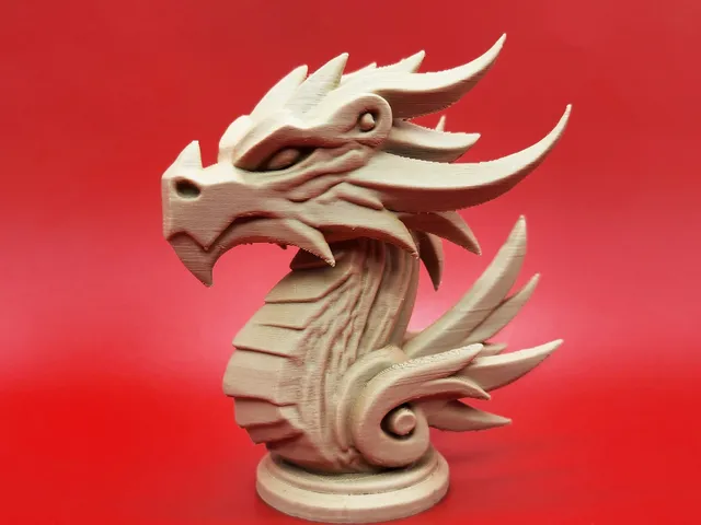 Wood-Carved Dragon Bust