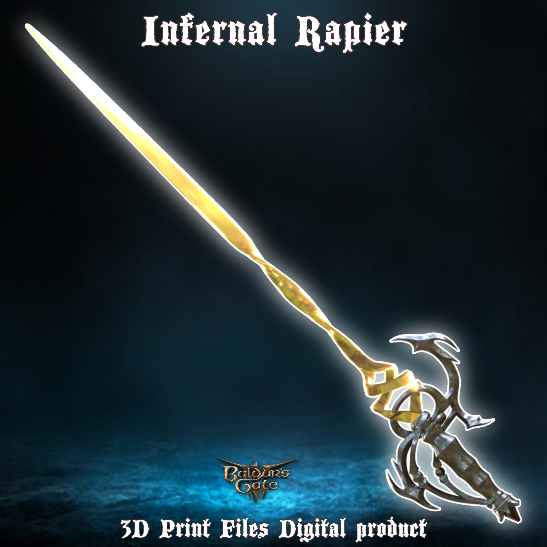 Fantasy Infernal Rapier Cosplay Baldurs Gate 3