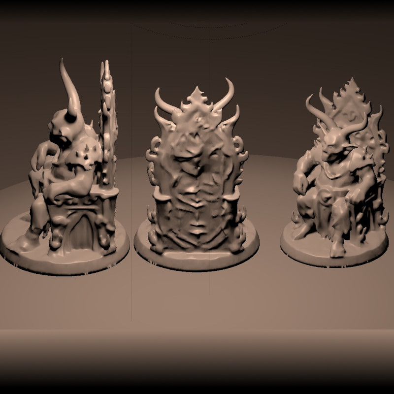 D&D Goblin on Throne Long Horns FDM Suportless