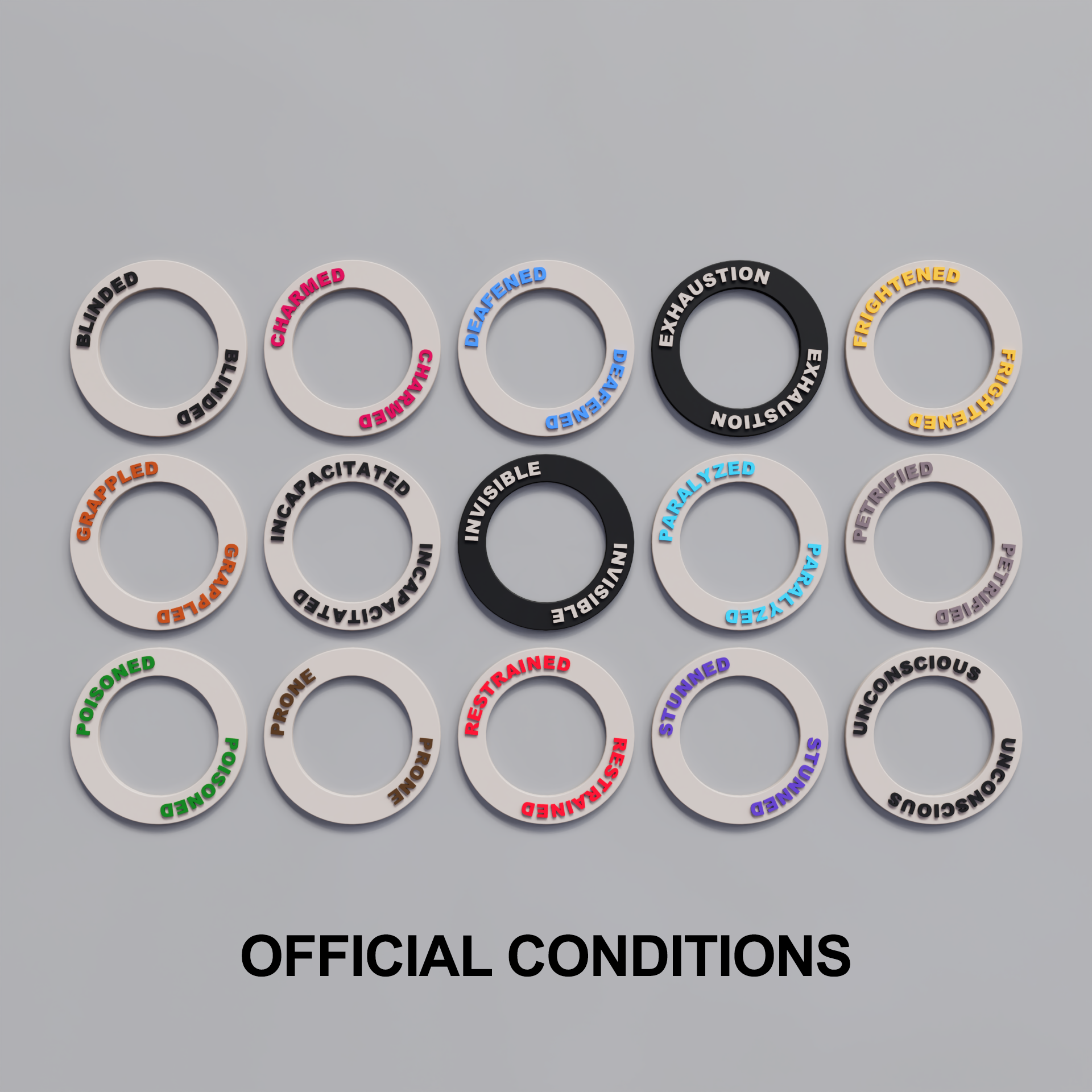 Miniatura 2 do modelo 3D D&D Condition Rings - 36 Pack