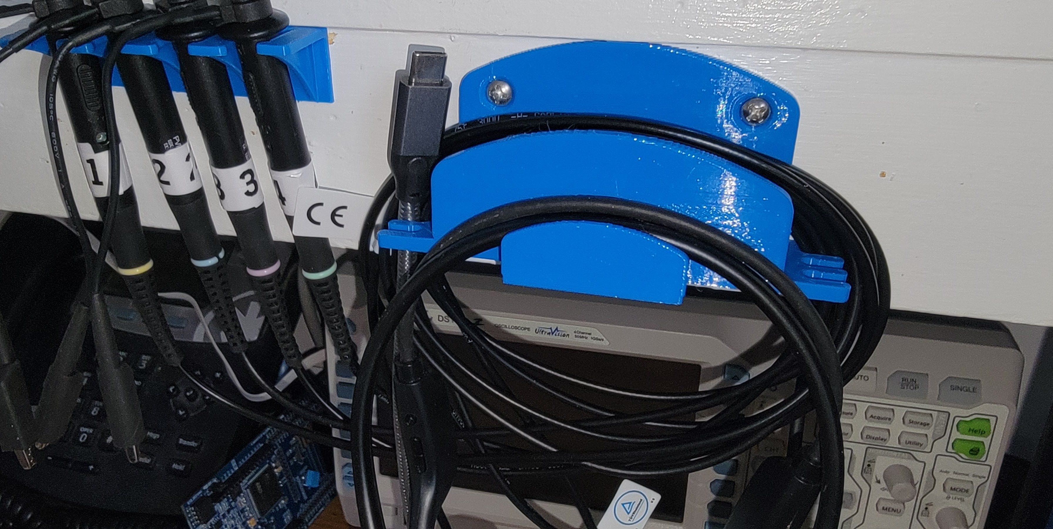 Cable and Headphone Hanger with Front and Side Extensions
