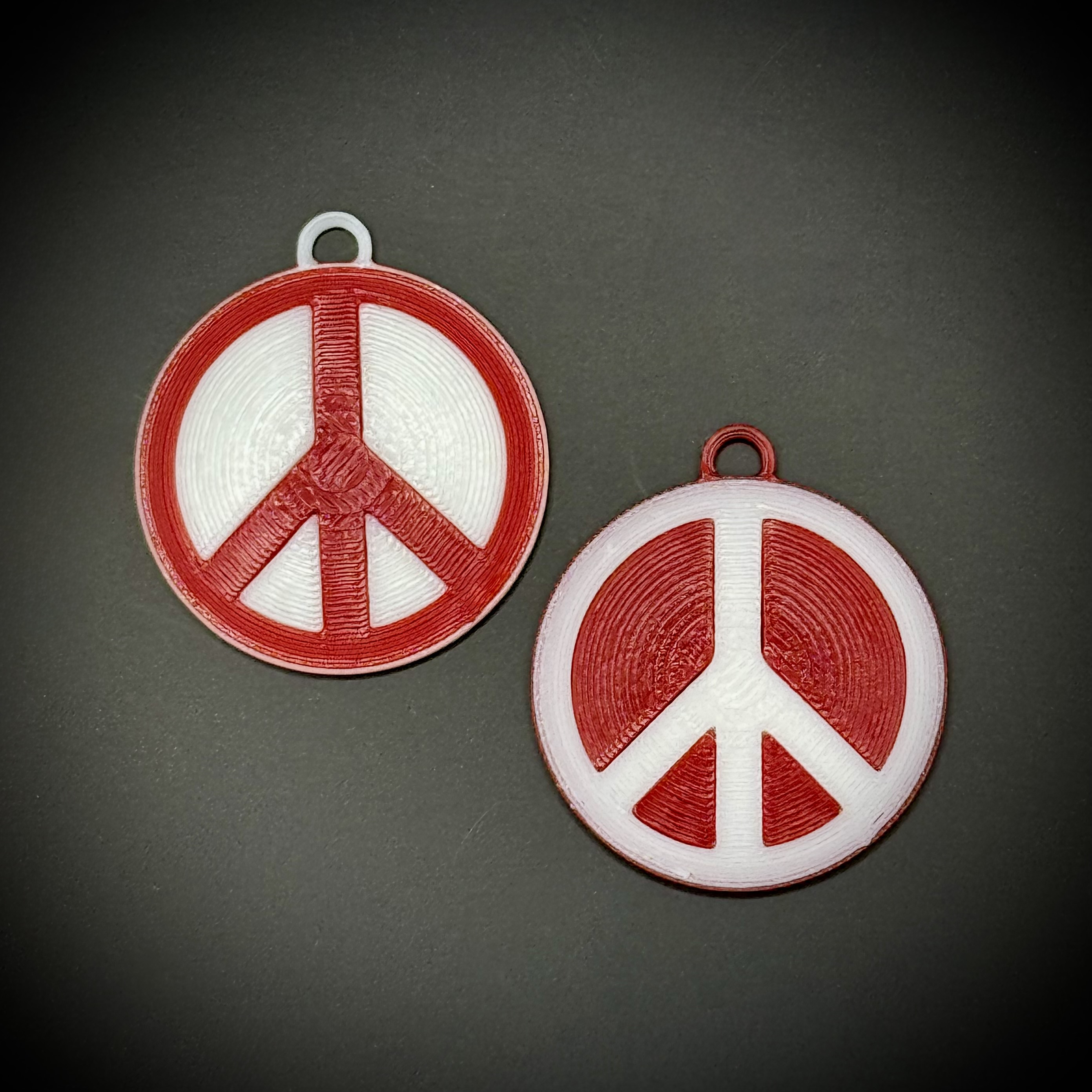 Peace Symbol Key Ring (keychain) or Bag Tag - Dome Shape (2 piece for multicolor)