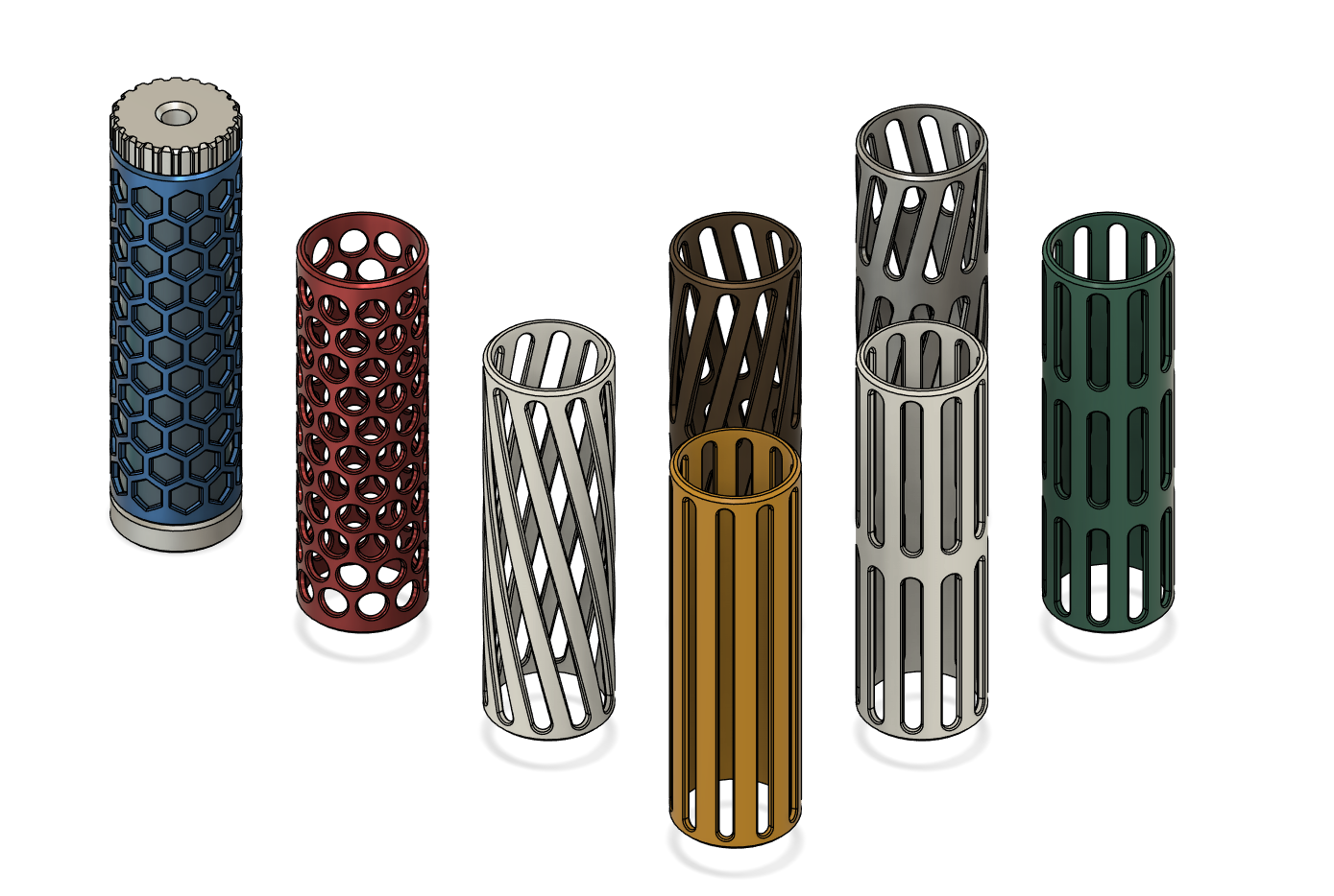 Modular Airsoft Silencer V2 - 14mm CCW - with different skins - completly parametric.