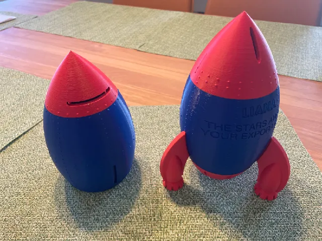 Rocket Ship Money Savings Piggy Bank - Retro Rocket Ship - Body Remix