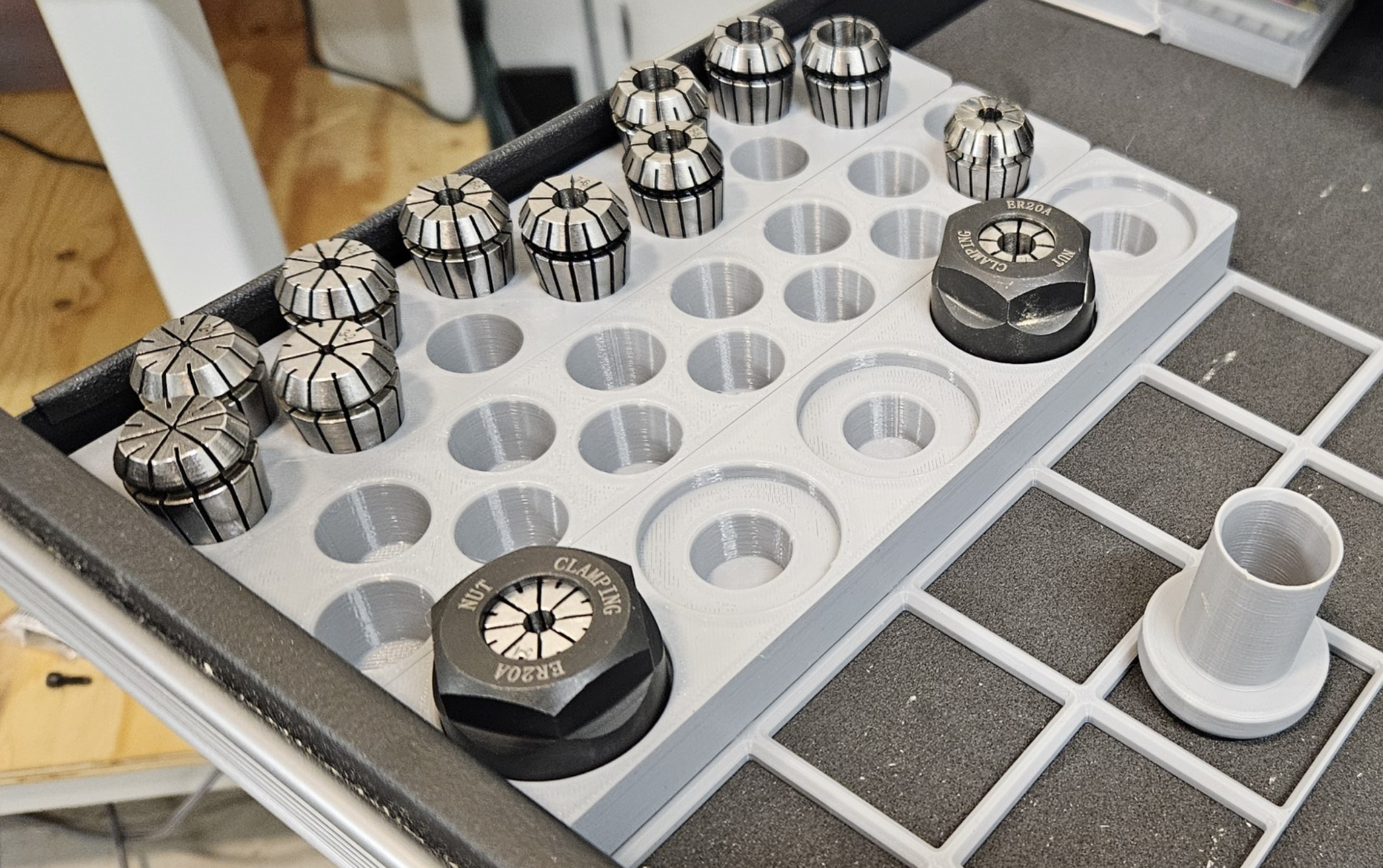 Gridfinity ER20 Collet and Nut holders