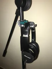Microphone stand headphone hanger