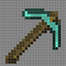 A diamond pickaxe pixel painting