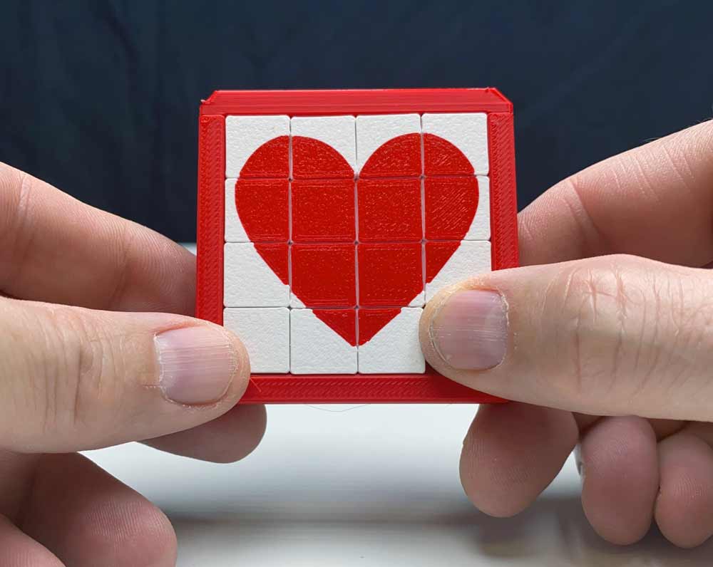 LOVE HEART Sliding-Puzzle Print-In-Place (Schiebepuzzle)