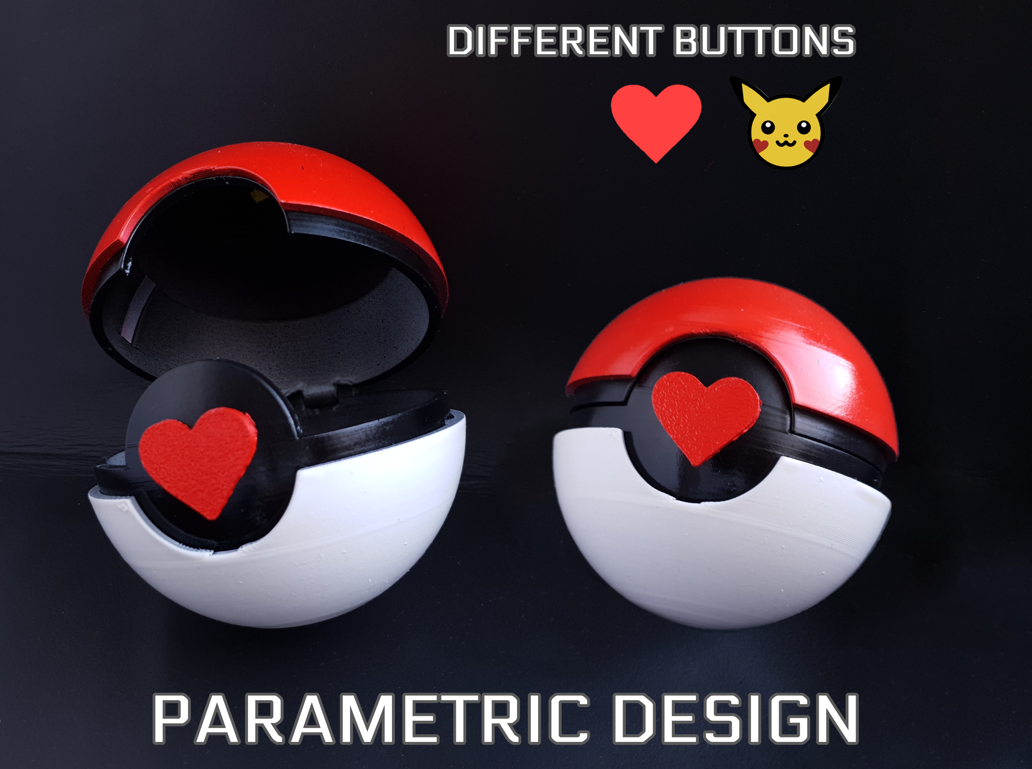 Valentine's Pokeball with heart (Parametric Design)