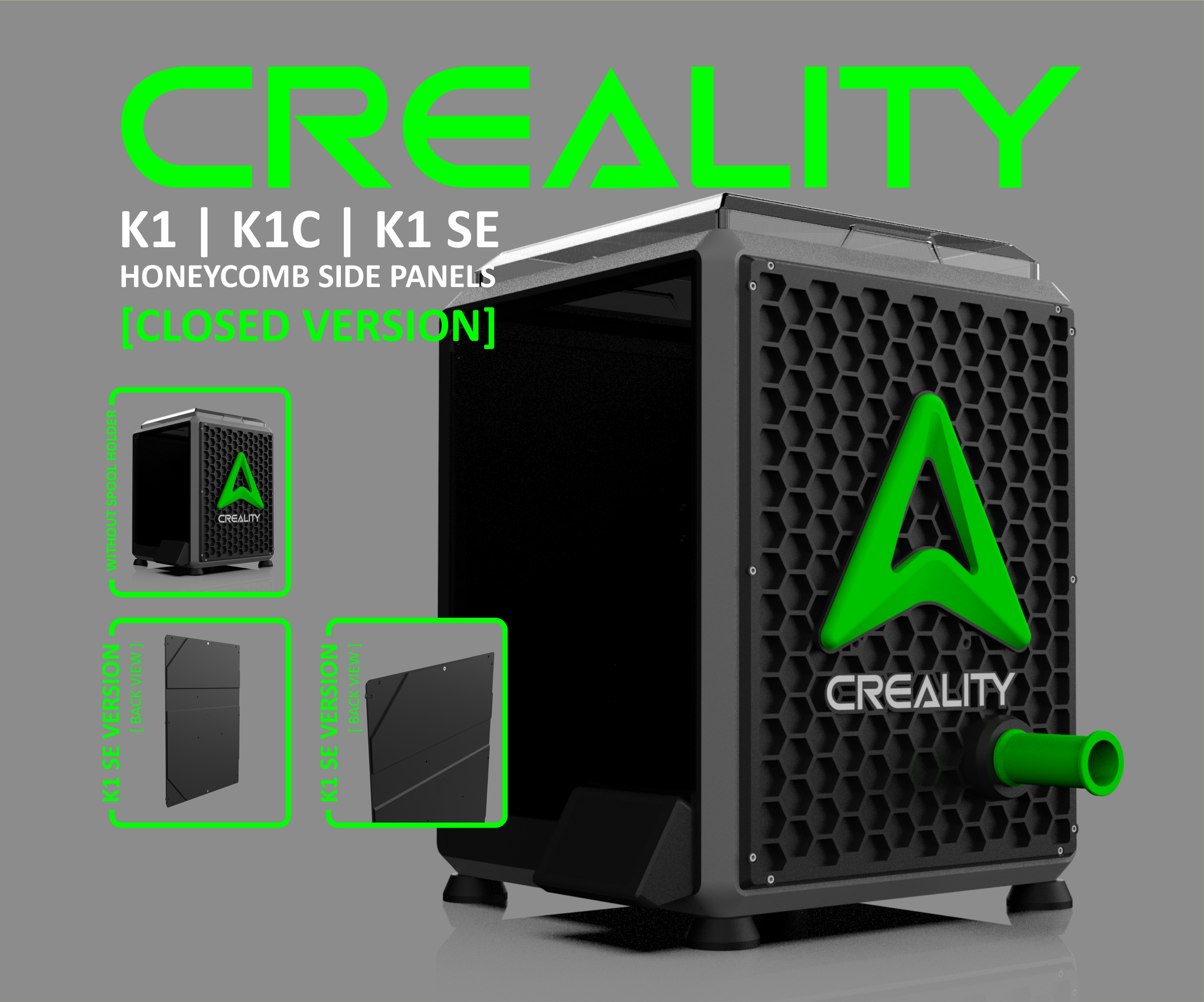 CREALITY K1 | K1C | K1SE - SIDE PANELS [CLOSED + SPOOL HOLDER]