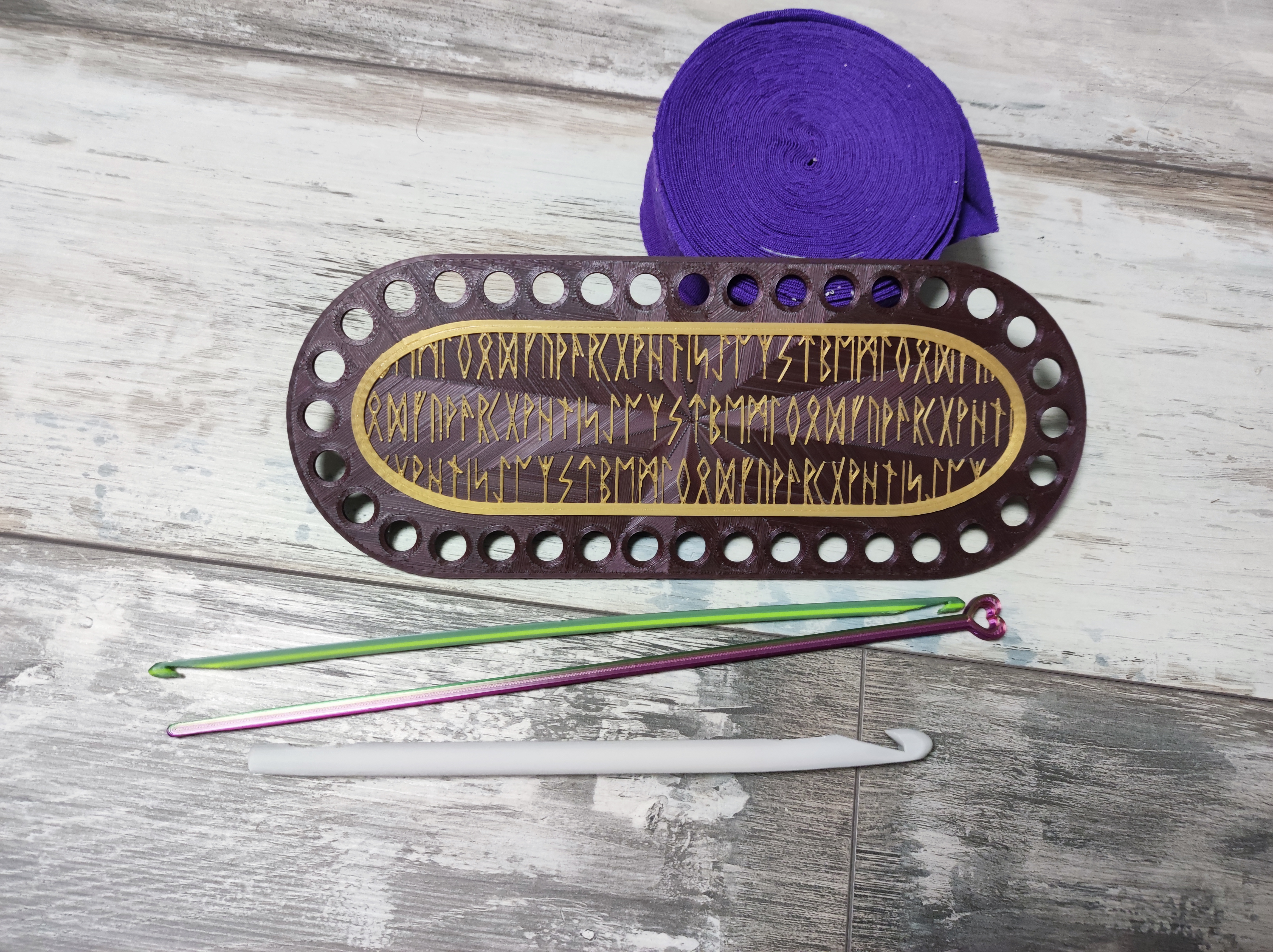 Runes motif crochet basket or purse bottom (base)