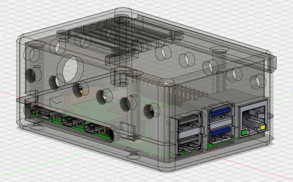 Pi4 Case with V slot for octorpint Raspberry