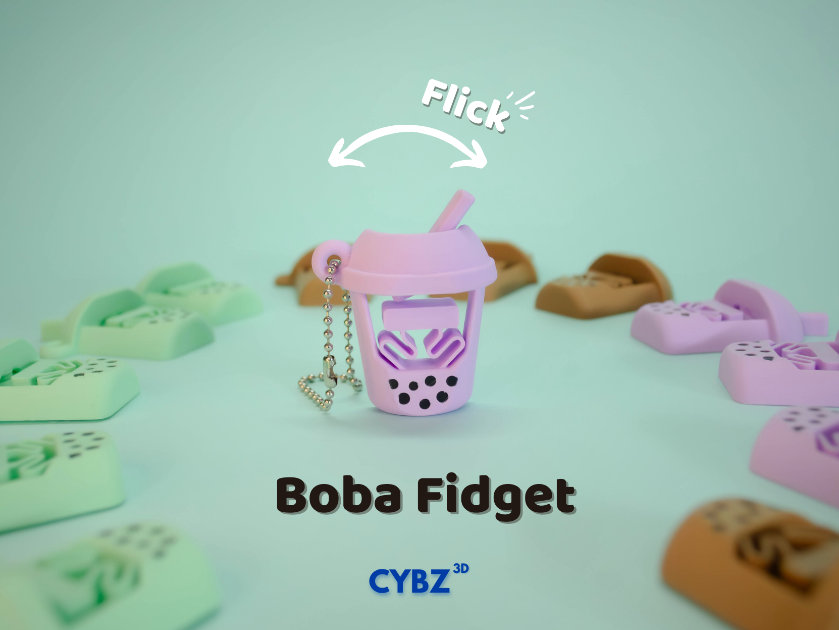 Fidget Flick Boba Tea - Print in place!