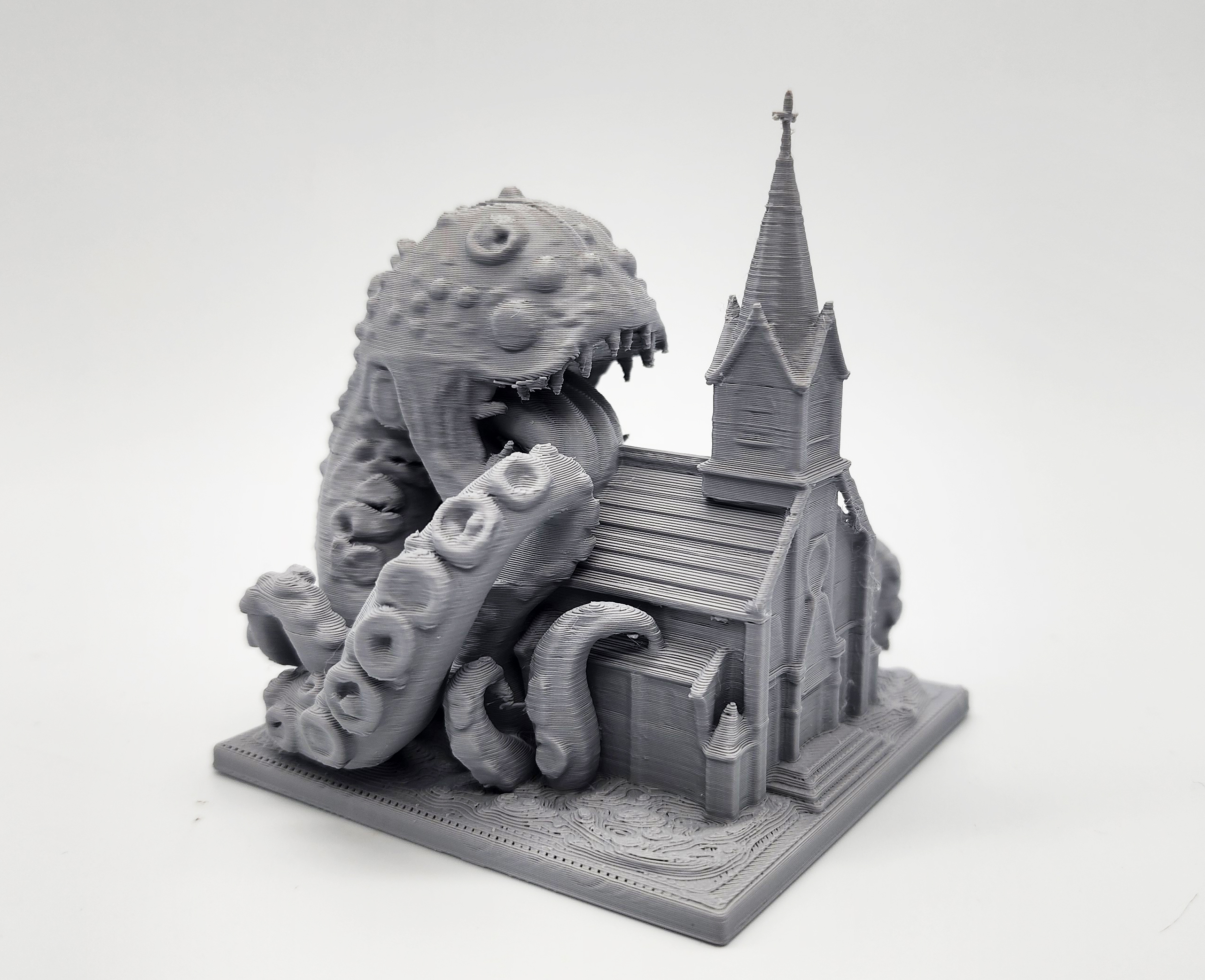 Cosmic Horror eating a Church Miniature