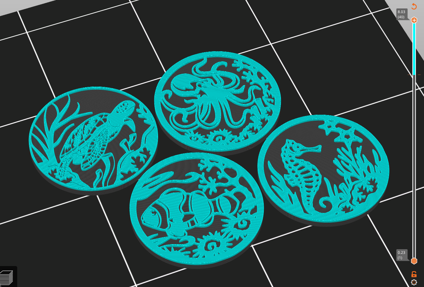 4pcs Sea Creatures Decorative Magnets