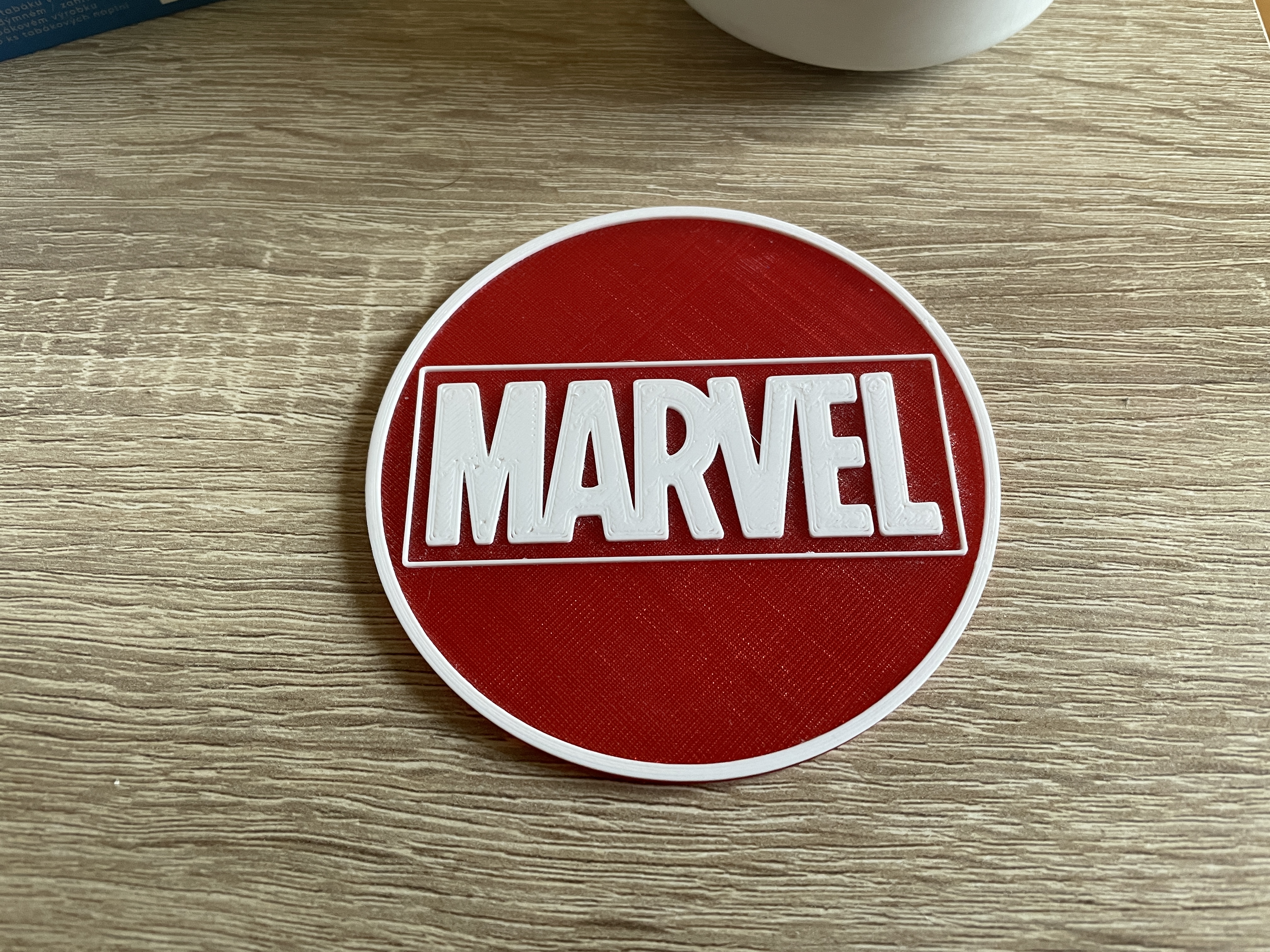 Coaster with MARVEL logo - not necessary multimaterial.