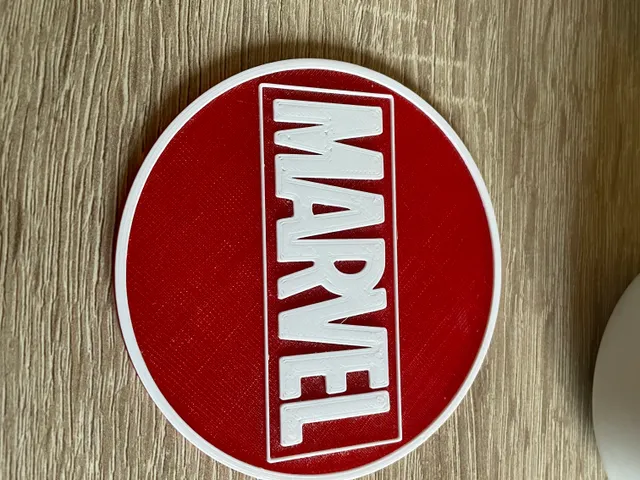 Coaster with MARVEL logo - not necessary multimaterial.