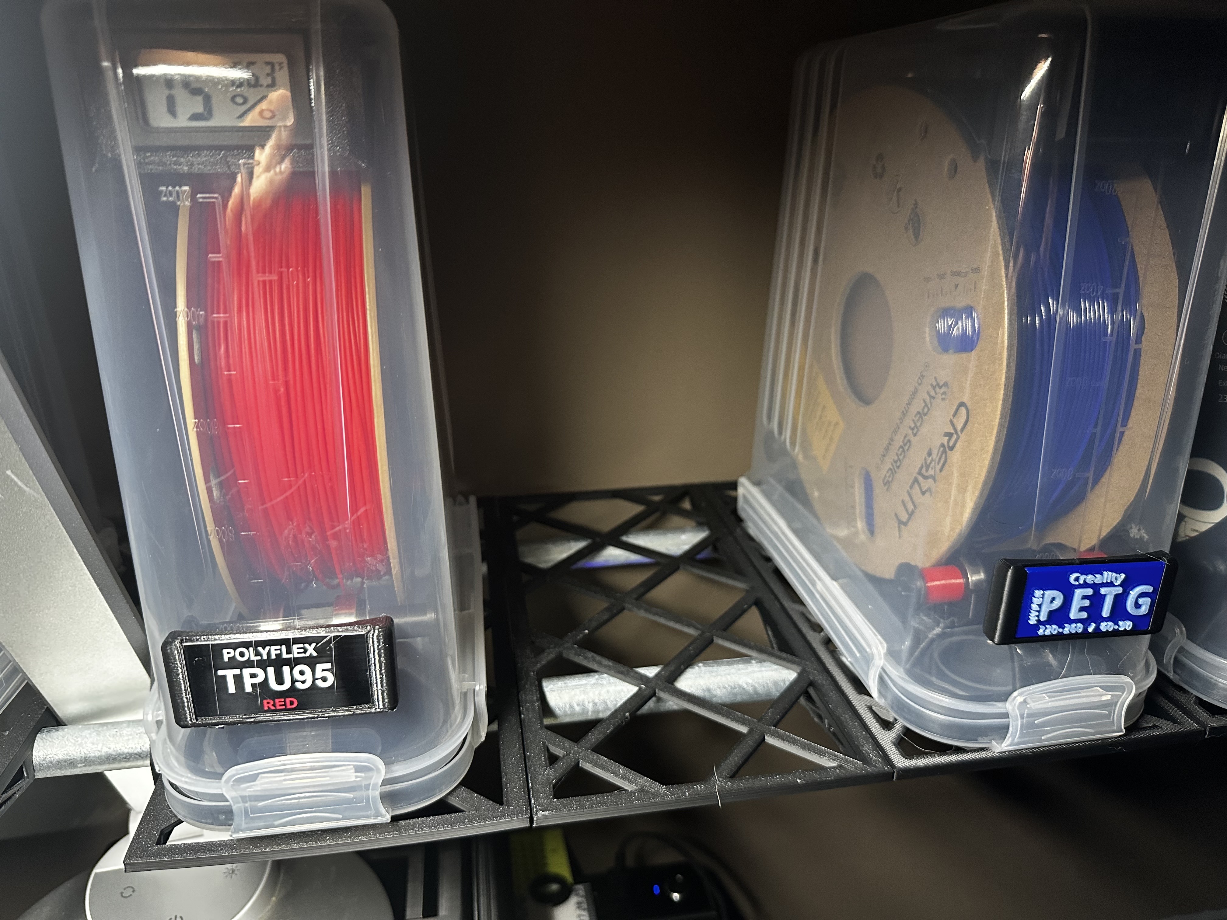 RepRack Shelf for filament cereal dry box 3D model thumbnail