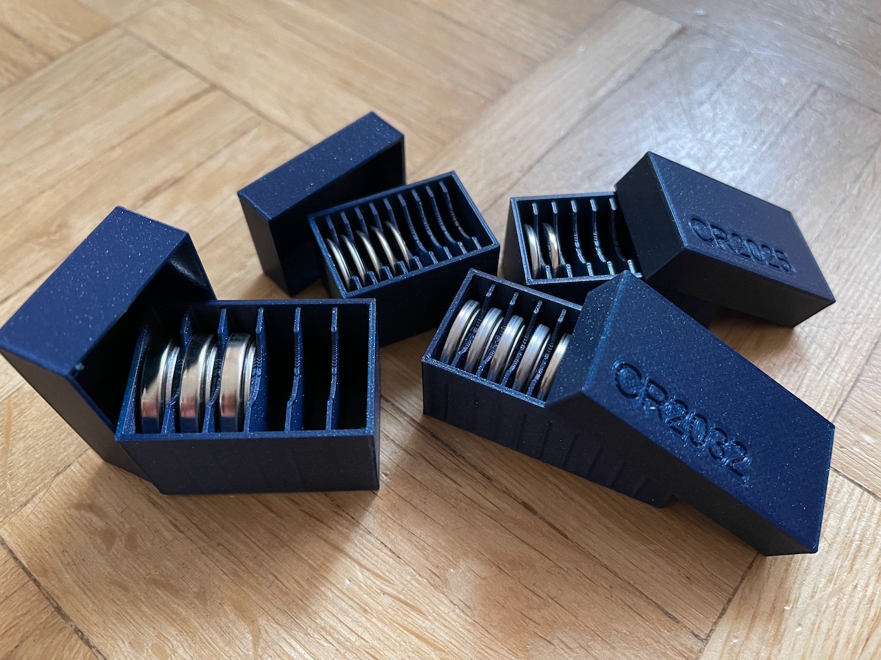 Parametric coin cell battery storage box