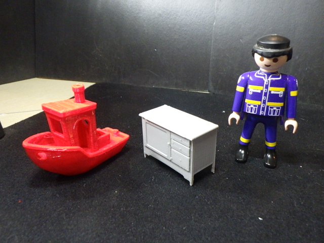 Antique Mobile Kitchen Island with Enamel Top in Playmobil Diorama Compatible Scale & Dollhouse Scale