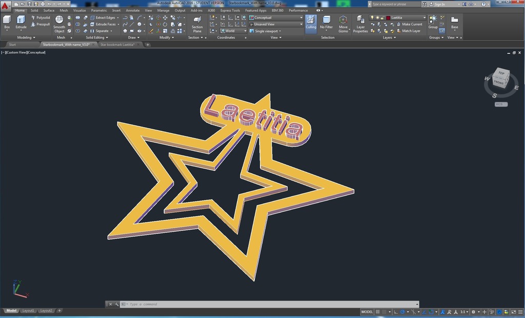 Miniatura 4 do modelo 3D Star bookmark with name.