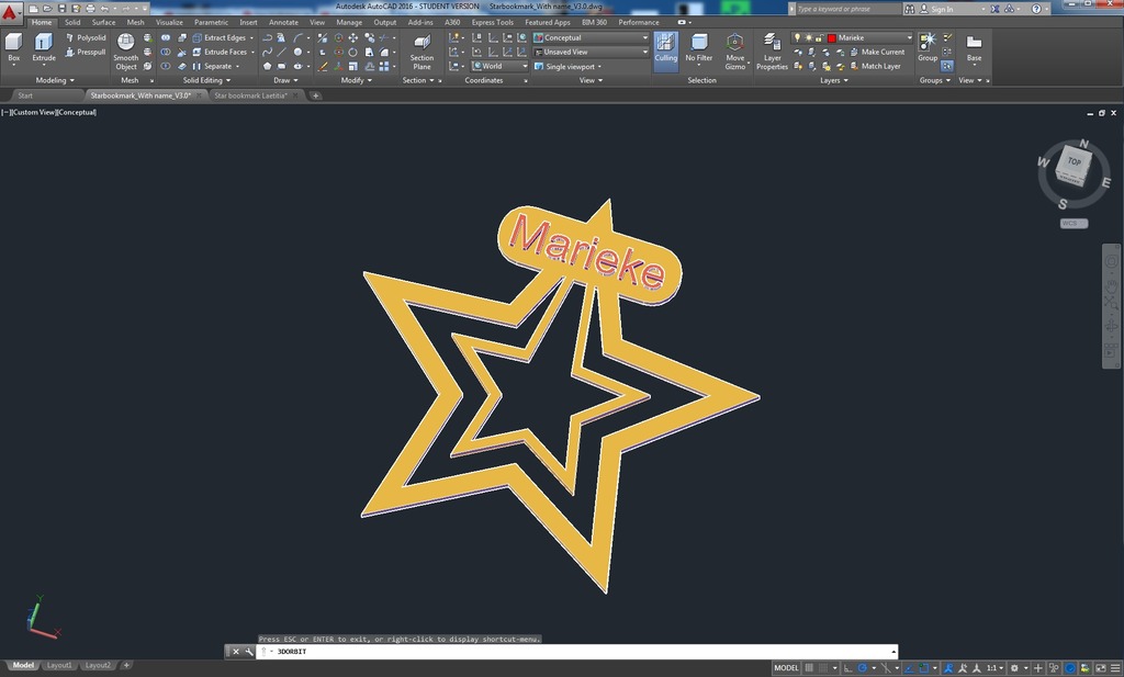 Miniatura 5 do modelo 3D Star bookmark with name.