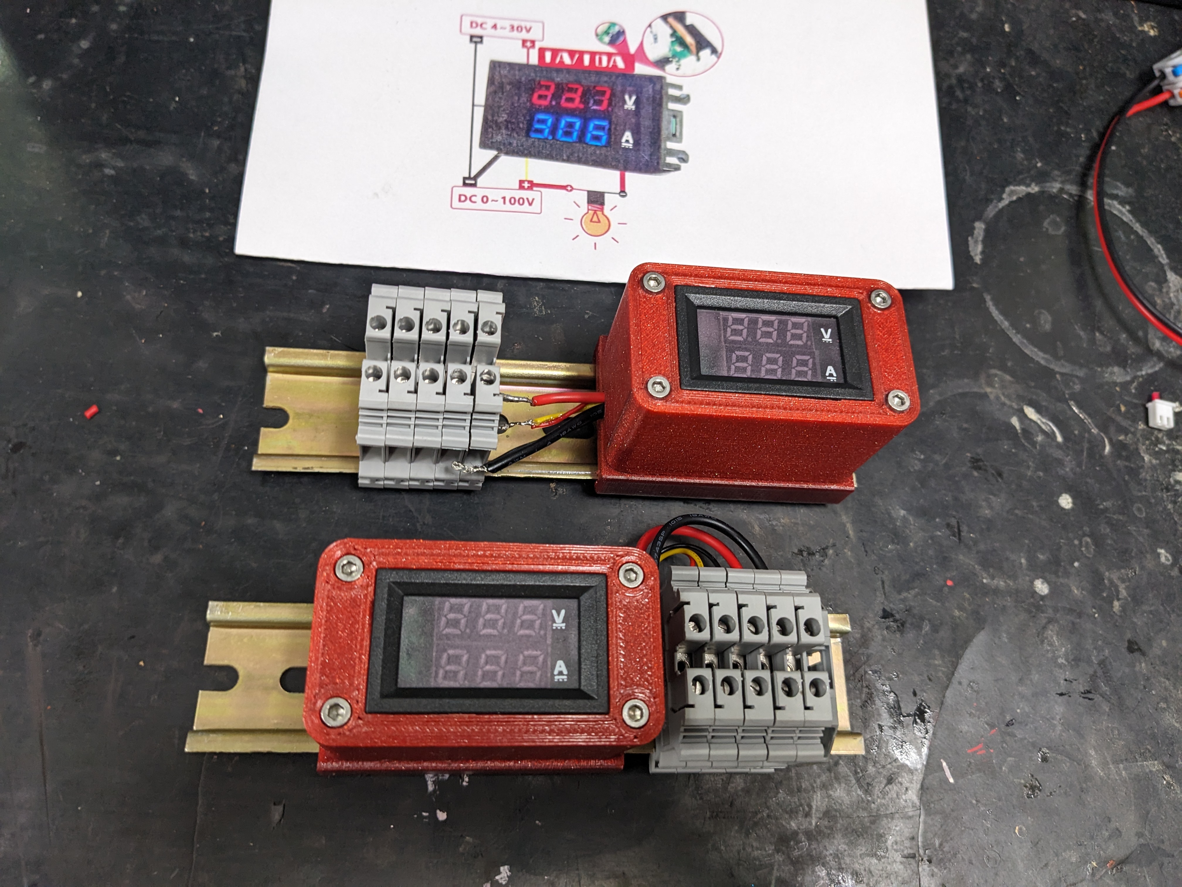 Generic Volt/Amp Meter case - Digital Voltmeter Ammeter - DIN Rail