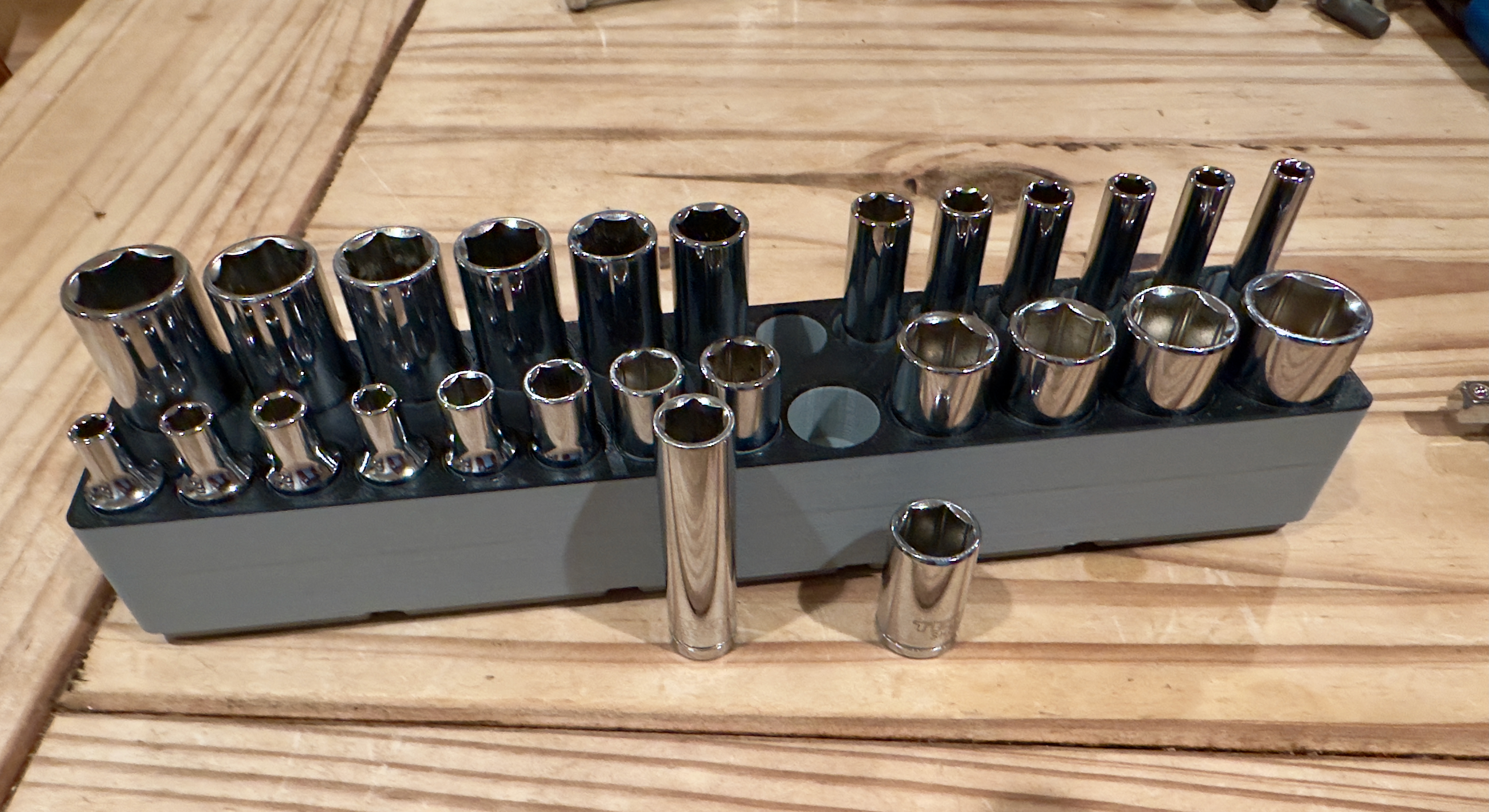 Tekton 1/4" Sockets 4-14mm, Gridfinity 5x1,  shallow and deep