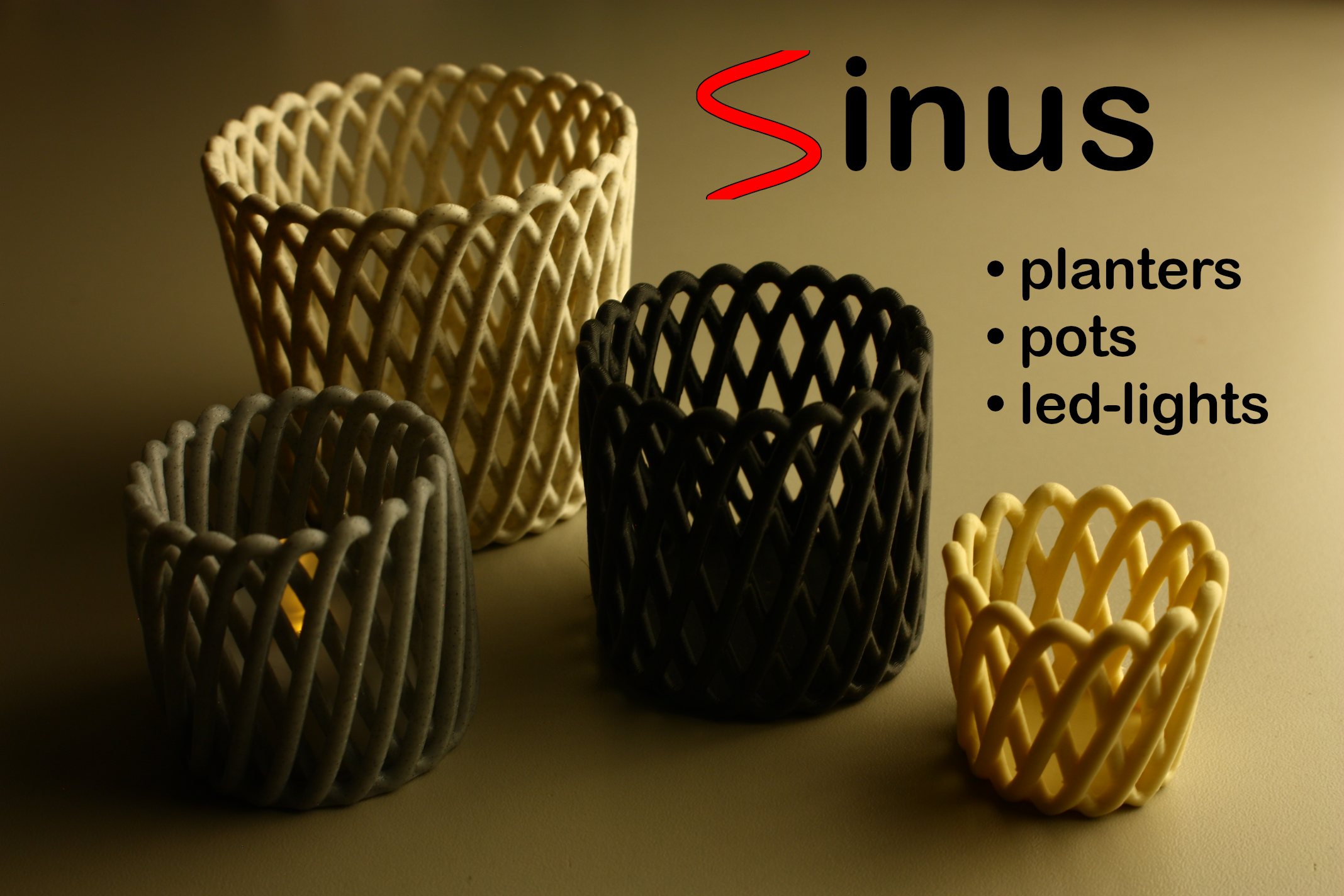 Pots, planter and LED tealight case -Sinus-