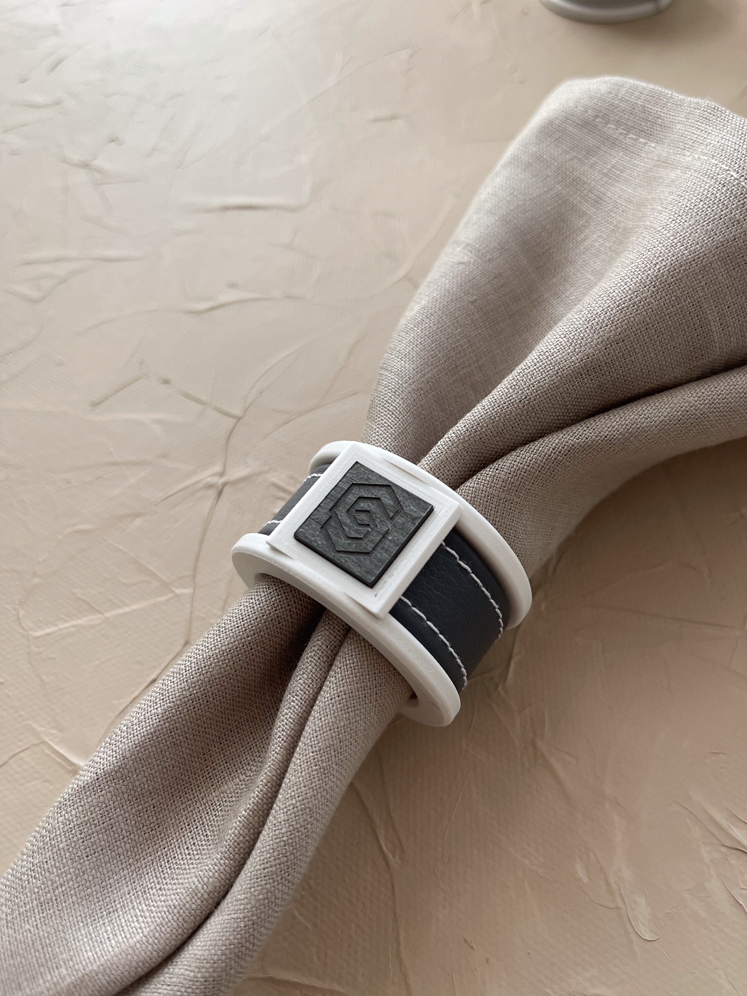 London white/grey napkin ring set of 4