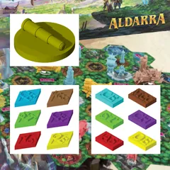 Aldarra 'Explored', 'Order' and 'Victory Point' Tokens