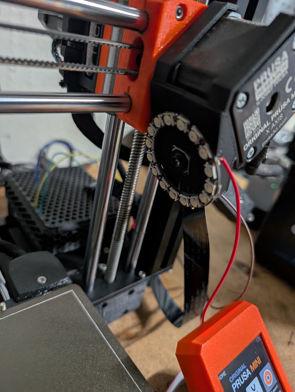 Prusa MINI+ Raspberry Pi Camera V3 square + NeoPixel 44.5 mm 16 LED Ring