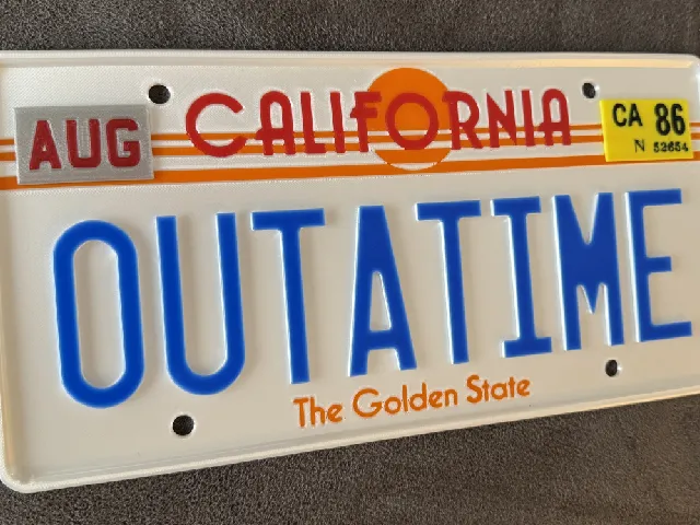 Outatime Back to the Future License Plate, multicolor