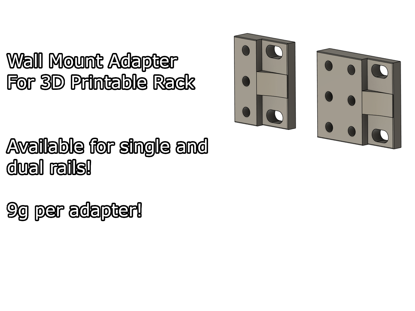 Wall mount adapter for 3D printable rack - M5 version