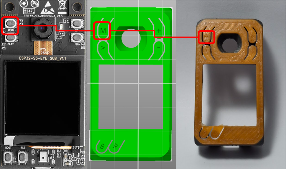 ESP32-S3 EYE camera cover / mount with button indicators