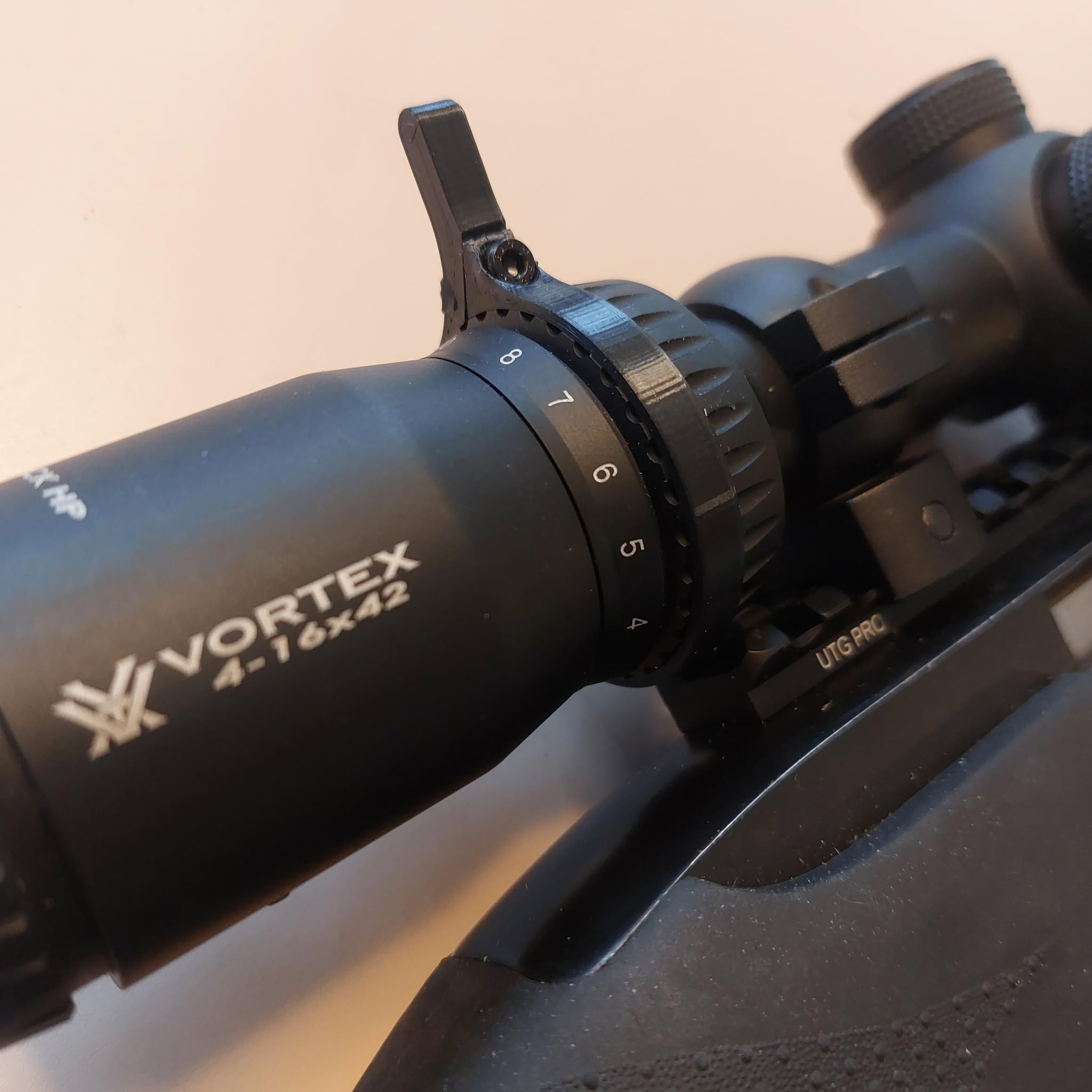 Minimalist scope throw lever for Vortex Diamondback HP 4-16x42
