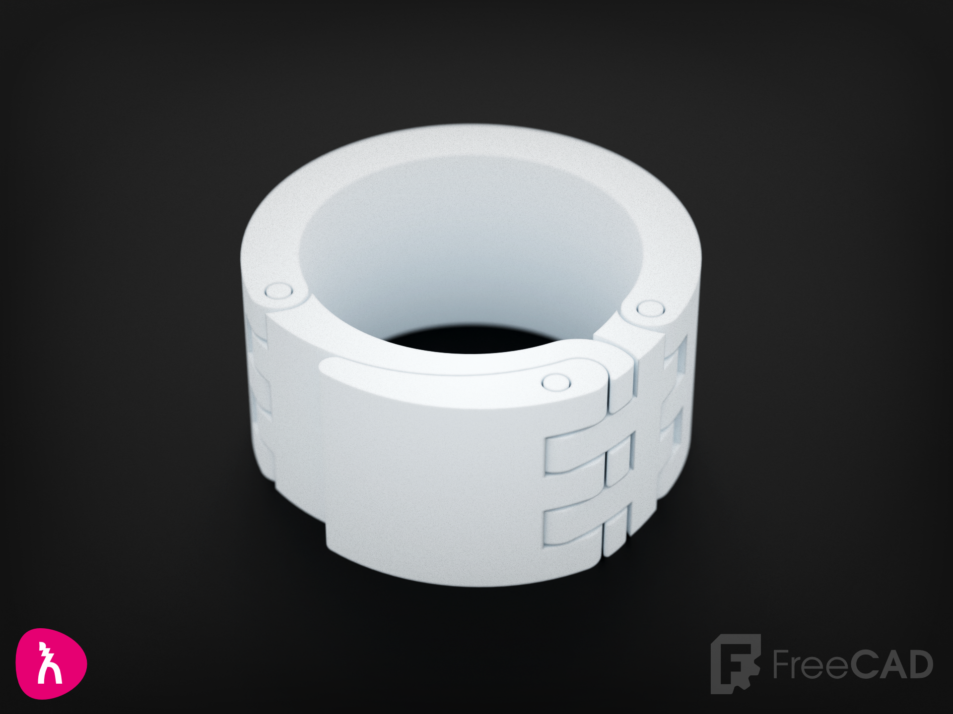 Parametric pipe clamp with quick release, fully adjustable in FreeCAD